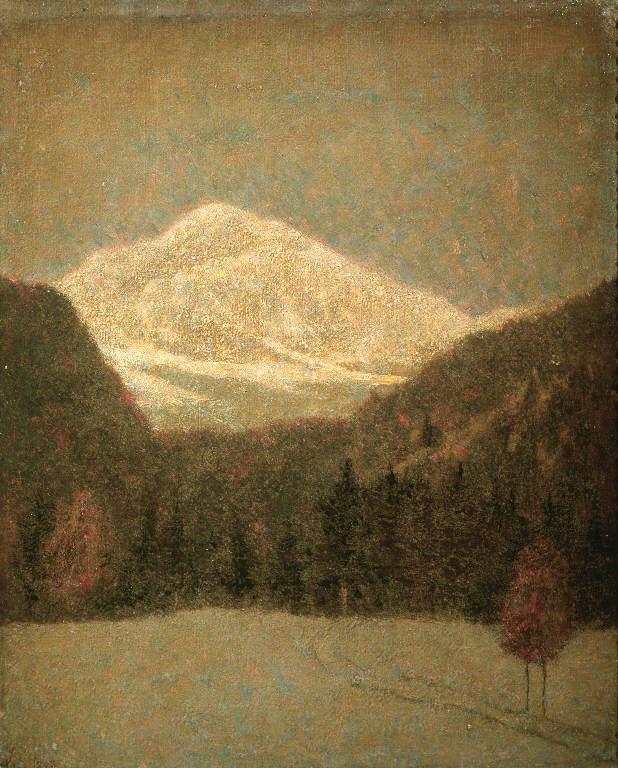 Neve in Agosto, Veduta di montagna innevata a Schilpario (dipinto) di Grubicy de Dragon Vittore (sec. XIX)