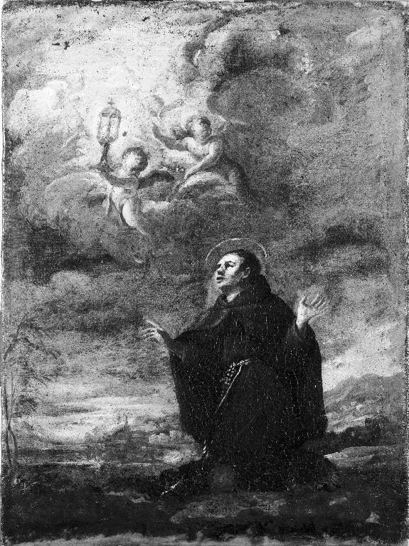 San Pasquale Baylon in adorazione dell'Eucaristia (dipinto) di Manfredini Giovanni (sec. XVIII)