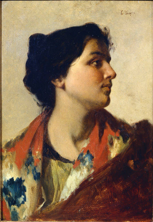 Ritratto femminile (dipinto) di Favretto Giacomo (sec. XIX)