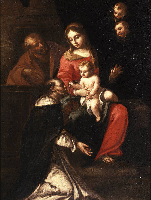 Sacra Famiglia con San Domenico (dipinto) di Chizzoletti Giovanni (sec. XVIII)
