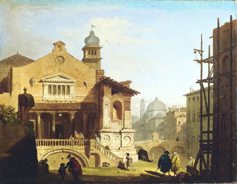 Veduta di una chiesa sul canal Grande a Venezia (dipinto) di Migliara Giovanni (sec. XIX)