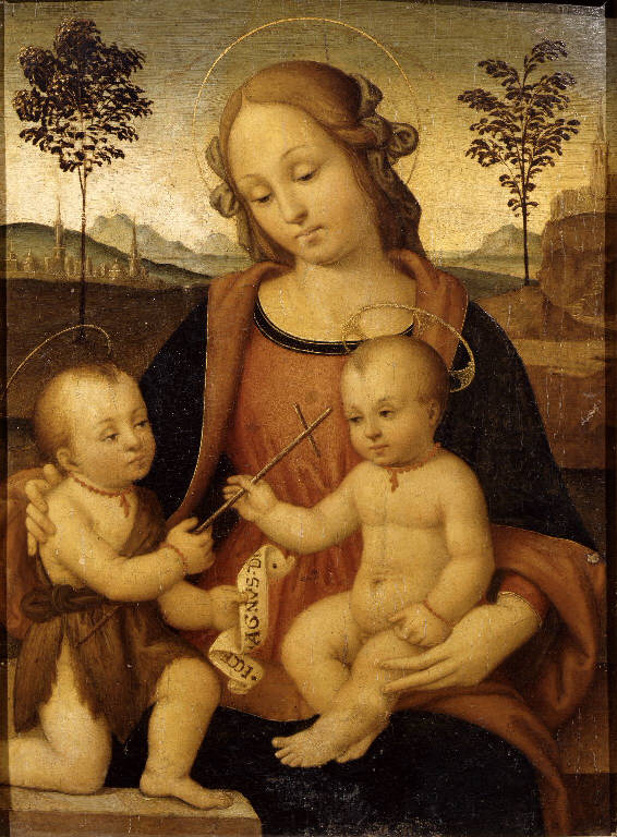 Madonna con Bambino e San Giovannino (dipinto) di Raibolini Francesco detto Francia (sec. XVI)