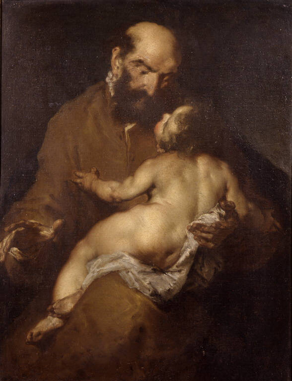 San Giuseppe e Gesù Bambino (dipinto) di Bazzani Giuseppe (sec. XVIII)