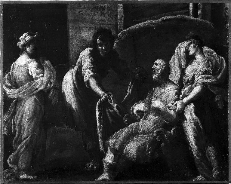 Giobbe confortato dagli angeli (dipinto) di Fetti Domenico (cerchia) (sec. XVII)
