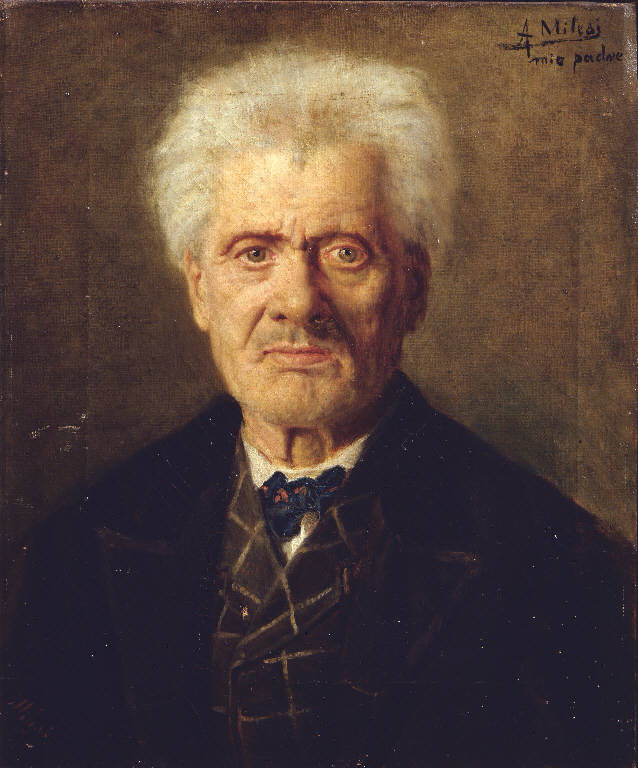 Ritratto dell'anziano padre di Alessandro Milesi (dipinto) di Milesi Alessandro (secc. XIX/ XX)