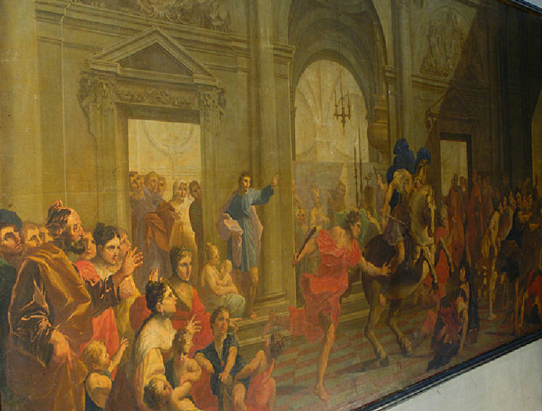 Cacciata di Eliodoro dal Tempio (dipinto, opera isolata) di Tortelli Giuseppe (primo quarto sec. XVIII)
