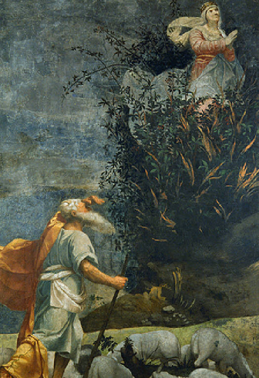 Mosè e il roveto ardente (dipinto, opera isolata) di Bonvicino Alessandro detto Moretto (secondo quarto sec. XVI)
