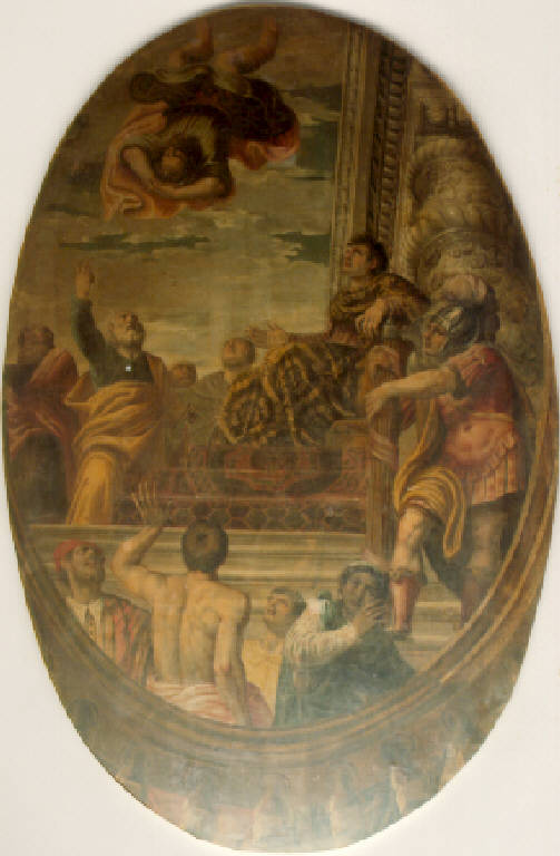 Caduta di Simon Mago (dipinto, opera isolata) di Marone Pietro (ultimo quarto sec. XVI)