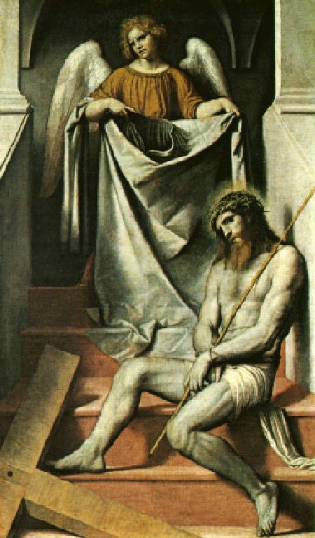 Cristo in passione e l'angelo (dipinto, opera isolata) di Bonvicino Alessandro detto Moretto (metà sec. XVI)