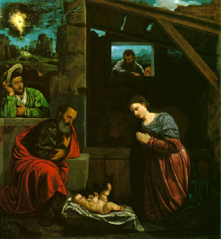 Natività di Gesù con i pastori (dipinto, opera isolata) di Savoldo Giovanni Gerolamo (prima metà sec. XVI)