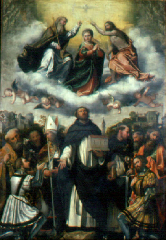 Incoronazione di Maria Verigine con santi (dipinto, opera isolata) di Girolamo di Romano detto Romanino (secondo quarto sec. XVI)