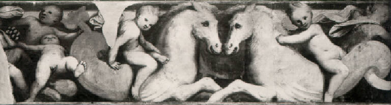 Fregio con putti e cavalli marini (dipinto, opera isolata) di Gambara Lattanzio (secondo quarto sec. XVI)
