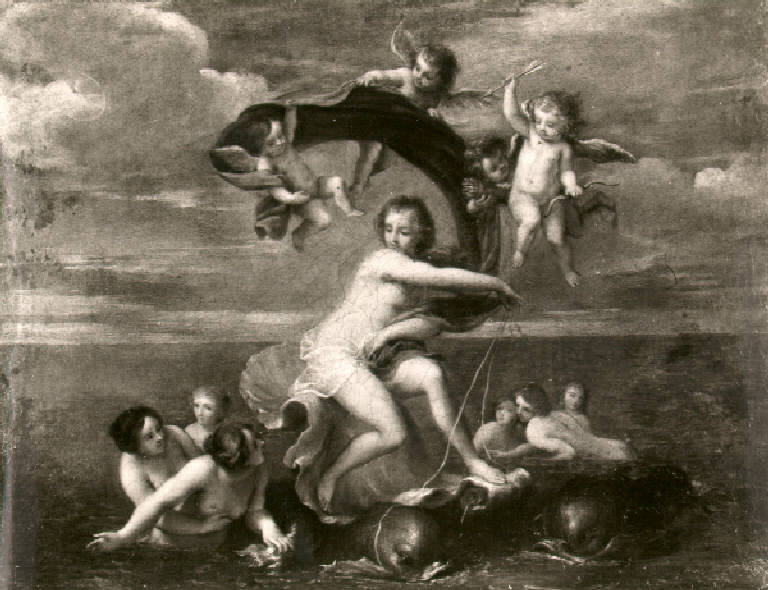 Venere sulle acque con ninfe e amorini (dipinto, opera isolata) - scuola bolognese (prima metà sec. XVII)