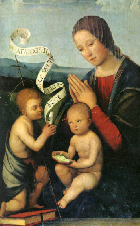 Madonna con Bambino e San Giovannino (dipinto, opera isolata) di Raibolini Francesco detto Francia (inizio sec. XVI)