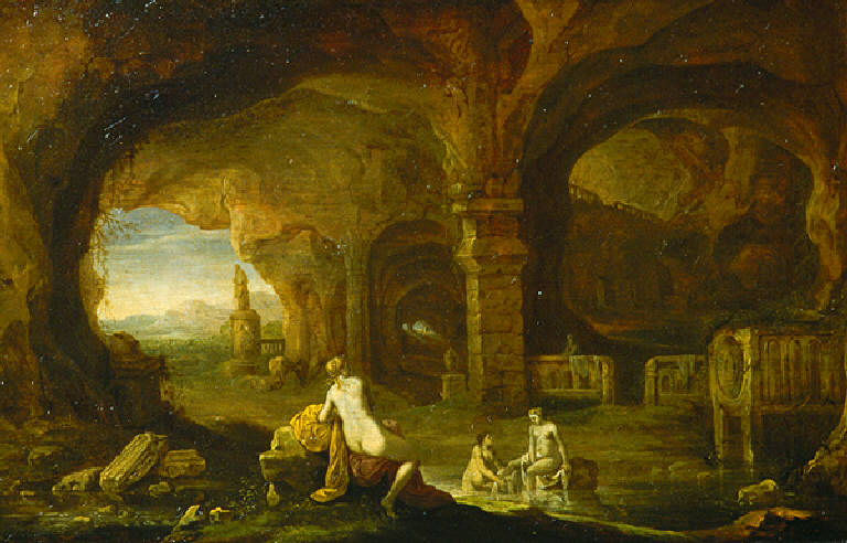 Interna di una grotta con ninfe al bagno (dipinto, opera isolata) di Cuylenborch Abram (cerchia) (prima metà sec. XVII)