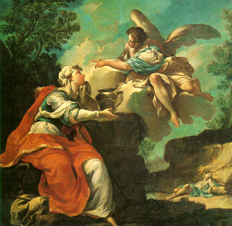 Agar confortata dall'angelo (dipinto, opera isolata) di Monti Francesco (prima metà sec. XVIII)