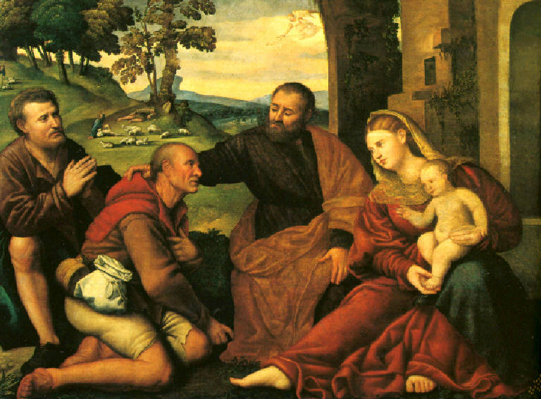 Adorazione dei pastori (dipinto, opera isolata) di Licinio Bernardino (prima metà sec. XVI)