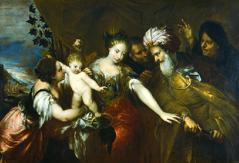 Mosè Bambino calpesta la corona del faraone (dipinto, opera isolata) di Celesti Andrea (e aiuti) (ultimo quarto sec. XVII)