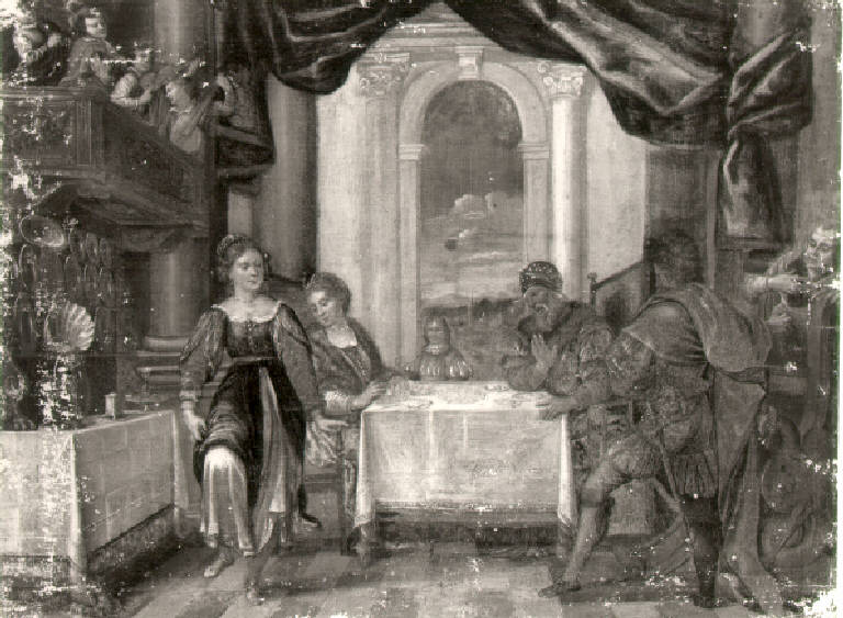 Danza di Salomè (dipinto, opera isolata) di Galeazzi Agostino (cerchia) (ultimo quarto sec. XVI)