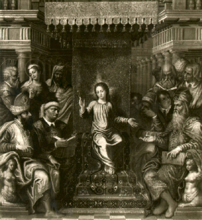Cristo al Tempio fra i dottori (dipinto, opera isolata) di Ricchino Francesco (seconda metà sec. XVI)