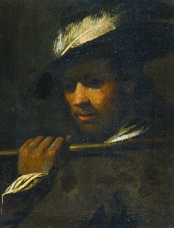 Figura maschile con berretto piumato (dipinto, opera isolata) di Muttoni Pietro detto Pietro della Vecchia (prima metà sec. XVII)