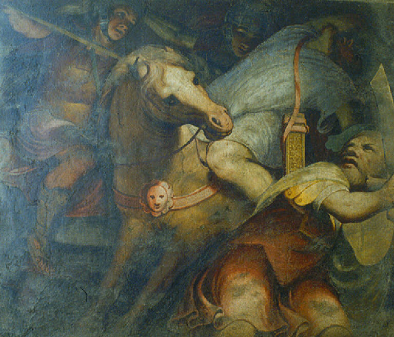 Romolo lotta contro Acrone re della città di Cenina (dipinto, opera isolata) di Gambara Lattanzio (metà sec. XVI)
