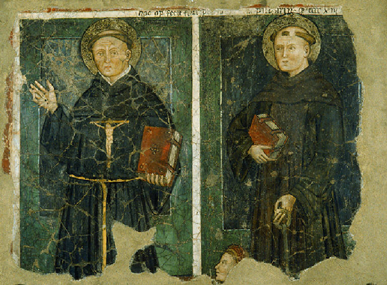San Francesco, Sant'Antonio da Padova e devota (dipinto, opera isolata) - scuola lombarda (secondo quarto sec. XV)