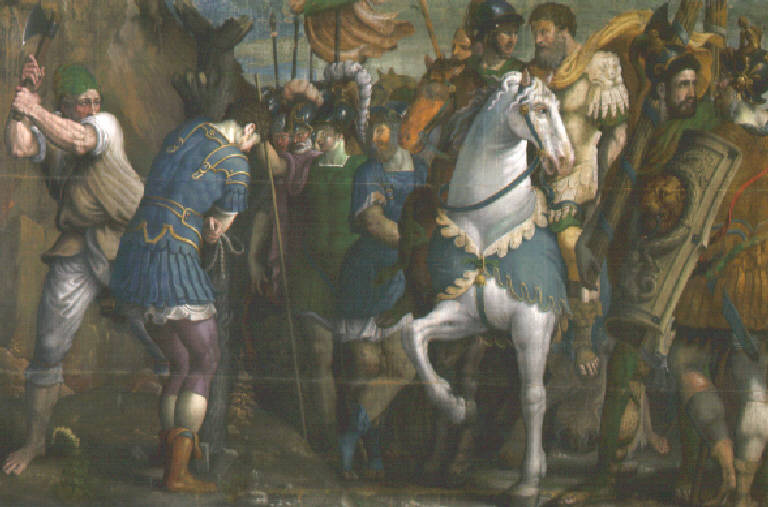 Giudizio di Manlio Torquato (dipinto, opera isolata) di Campi Giulio, Campi Antonio (secondo quarto sec. XVI)