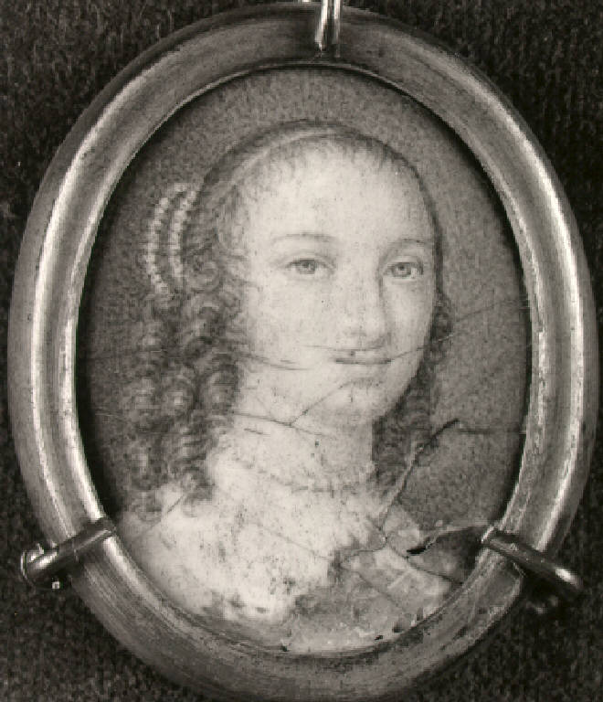 Figura di giovane donna con collana di perle (dipinto, opera isolata) di Gigola Giovanni Battista (fine sec. XVIII)
