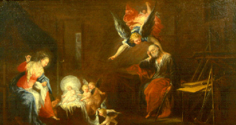 Apparizione dell'angelo a San Giuseppe in sogno (dipinto, opera isolata) di Celesti Andrea (inizio sec. XVIII)