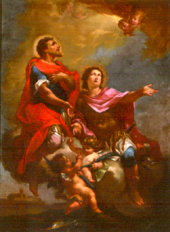 San Faustino e San Giovita in gloria fra angeli (dipinto, opera isolata) di Cattaneo Sante (sec. XVIII)