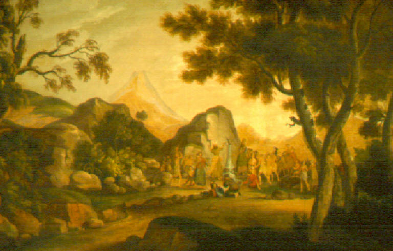 Mosè fa scaturire le acque (dipinto, opera isolata) - scuola veneta (seconda metà sec. XVIII)