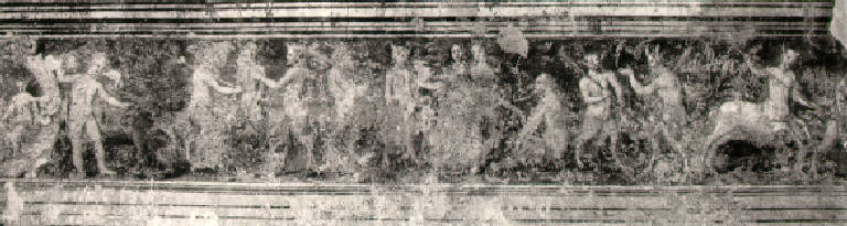 Fregio con ninfe, satiri e centauri (dipinto, opera isolata) - scuola bresciana (metà sec. XVI)