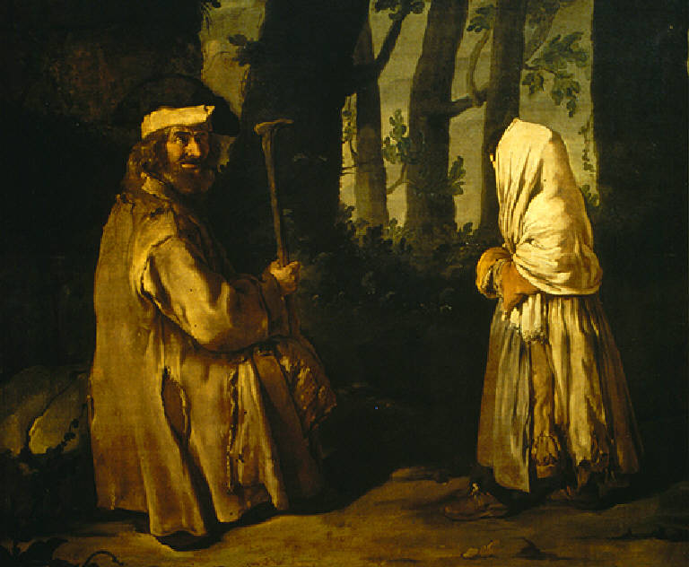 Figure di poveri in un bosco (dipinto, opera isolata) di Ceruti Giacomo (secondo quarto sec. XVIII)