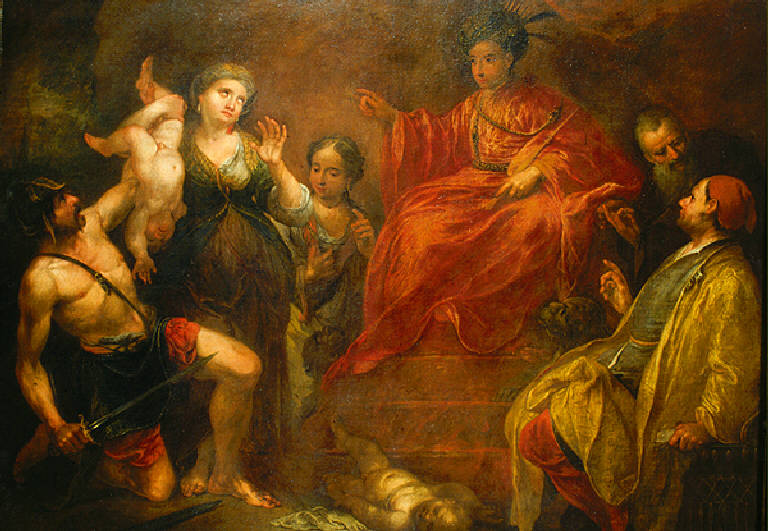 Giudizio di Salomone (dipinto, opera isolata) di Celesti Andrea (sec. XVII)
