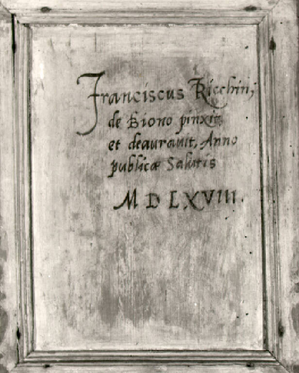 Iscrizione (dipinto, opera isolata) di Ricchino Francesco (terzo quarto sec. XVI)