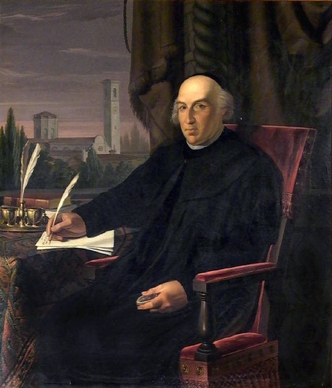 Ritratto di Stefano Antonio Morcelli seduto alla scrivania (dipinto, opera isolata) di Rottini Gabriele (secondo quarto sec. XIX)