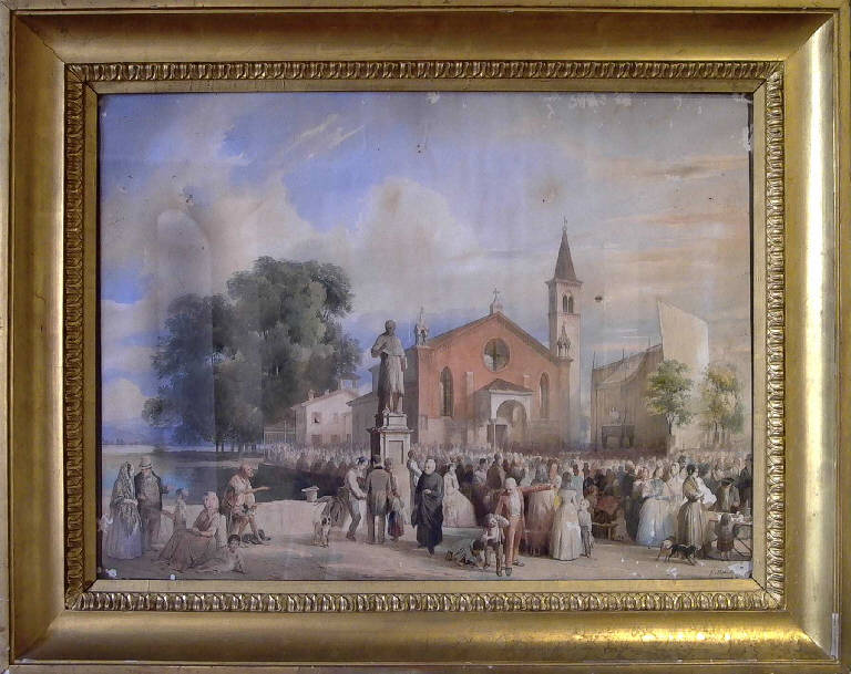 La Missione, Folla che prende parte alla missione al popolo (dipinto, opera isolata) di Mazzola Giuseppe (sec. XIX)