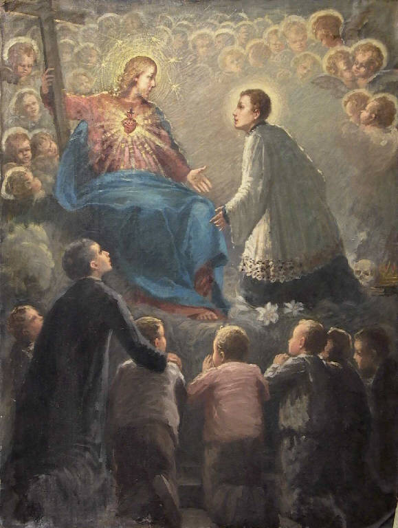 San Luigi Gonzaga davanti al Sacro Cuore (dipinto, opera isolata) di Andreoli Attilio (sec. XIX)