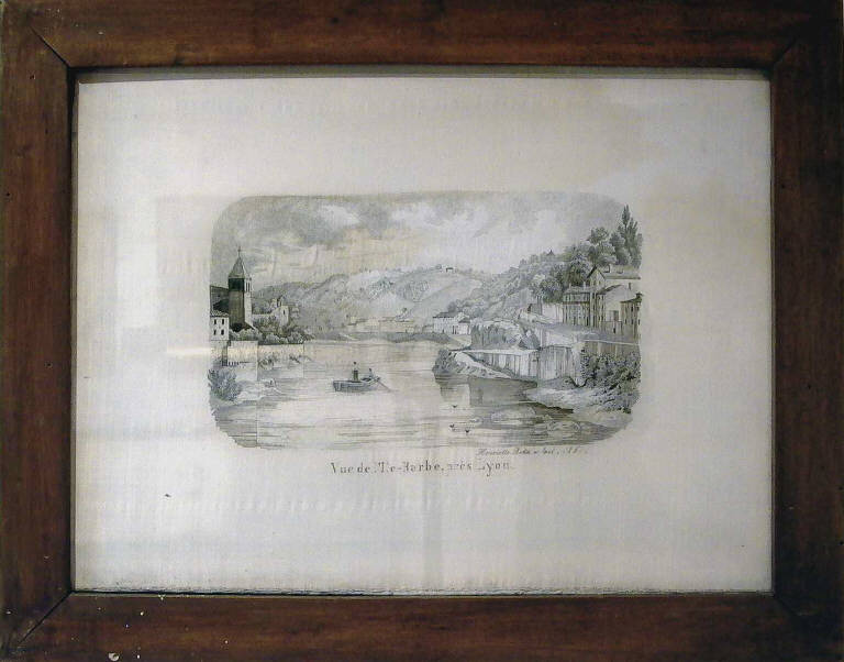 Veduta dell'Ile-Barbe, presso Lione (tessuto, opera isolata) di Rota Enrichetta (sec. XIX)