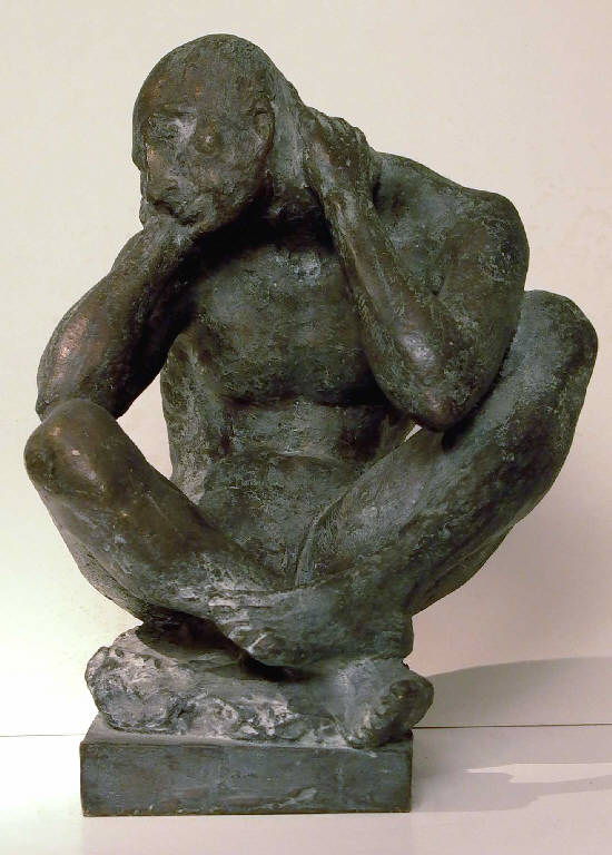 Il riposo, Allegoria del riposo con figura maschile seduta (statua, opera isolata) di Pelati Vittorio (sec. XX)