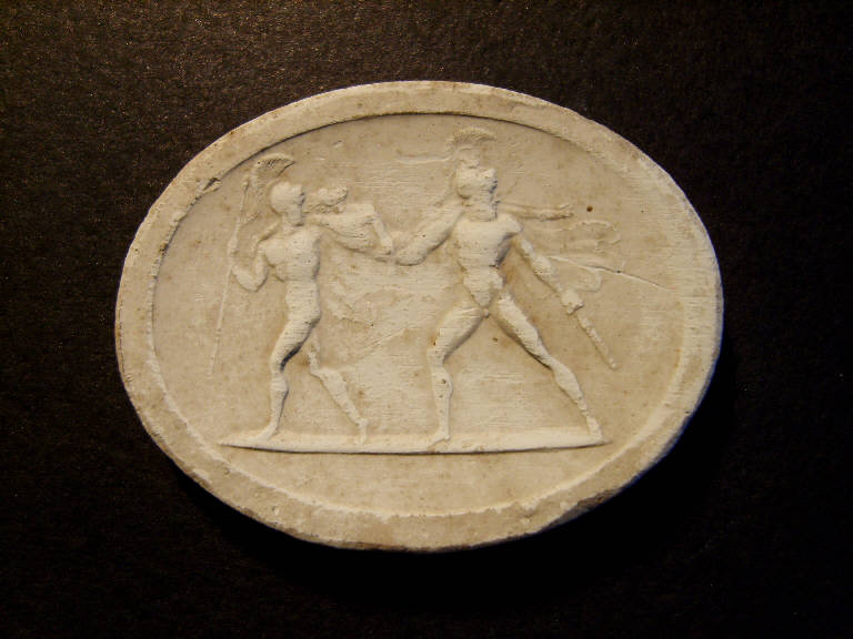 Due soldati greci avanzano verso sinistra (calco, opera isolata) - ambito italiano (prima metà sec. XIX)