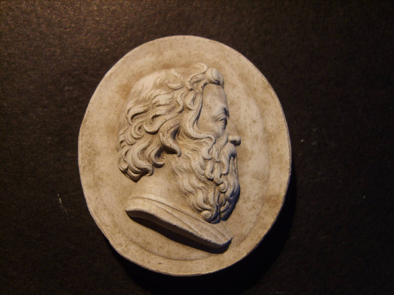 Testa maschile barbuta di profilo (calco, opera isolata) - ambito italiano (prima metà sec. XIX)