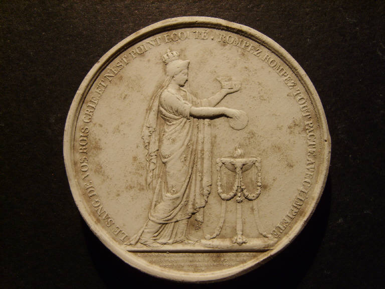 Medaglia commemorativa di Enrico IV, Allegoria della Francia che compie sacrifici (calco, opera isolata) - ambito italiano (secondo quarto sec. XIX)