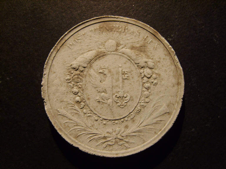 Medaglia commemorativa della Restaurazione, Stemma gentilizio (calco, opera isolata) - ambito italiano (prima metà sec. XIX)