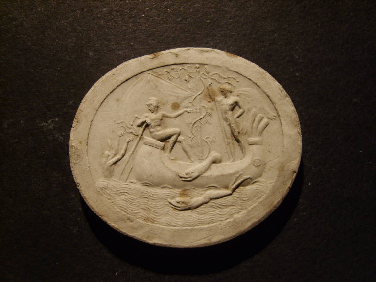 Figure maschili su un'imbarcazione attaccata da mostri marini (calco, opera isolata) - ambito italiano (prima metà sec. XIX)