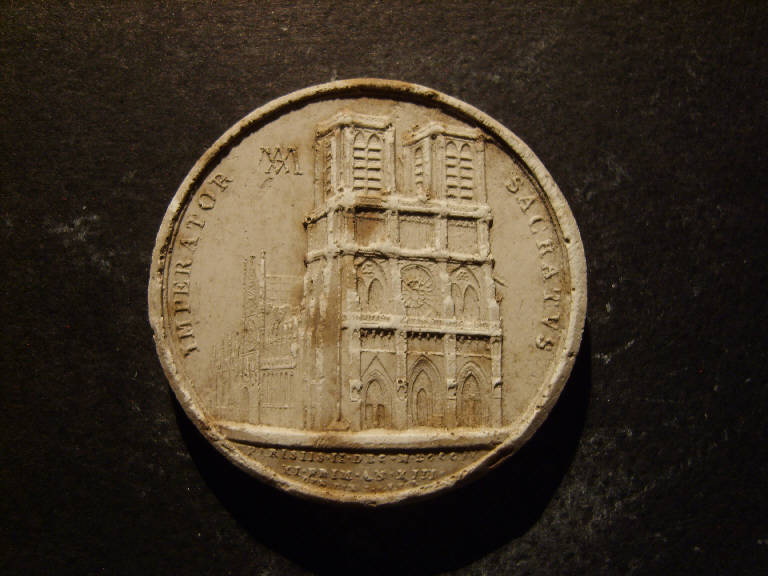 Medaglia commemorativa dell'incoronazione imperiale di Napoleone, Notre Dame di Parigi (calco, opera isolata) - ambito italiano (prima metà sec. XIX)