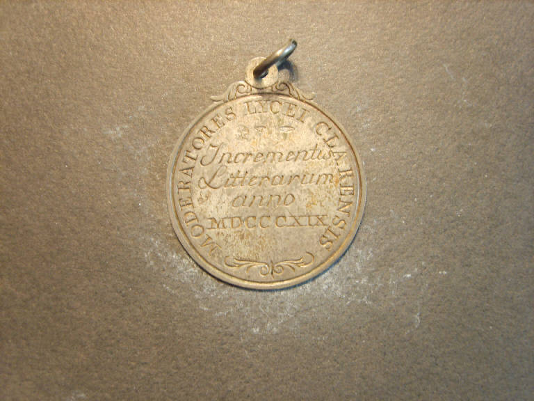 Medaglia premio del Liceo clarense (medaglia, opera isolata) - ambito italiano (sec. XIX)