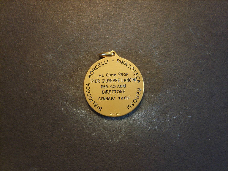 Medaglia celebrativa di Pier Giuseppe Lancini, Stemma della città di Chiari (medaglia, opera isolata) di Johnson S (sec. XX)
