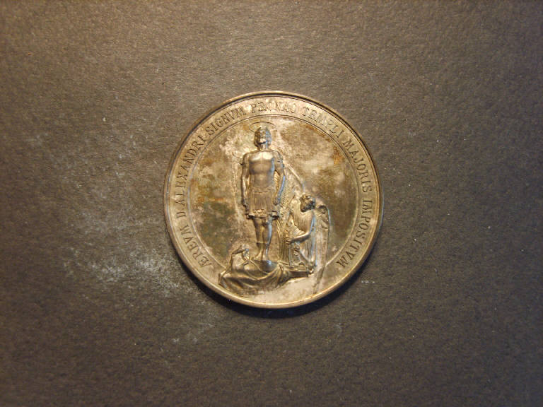 Sant'Alessandro patrono di Bergamo (medaglia, opera isolata) - ambito italiano (sec. XIX)